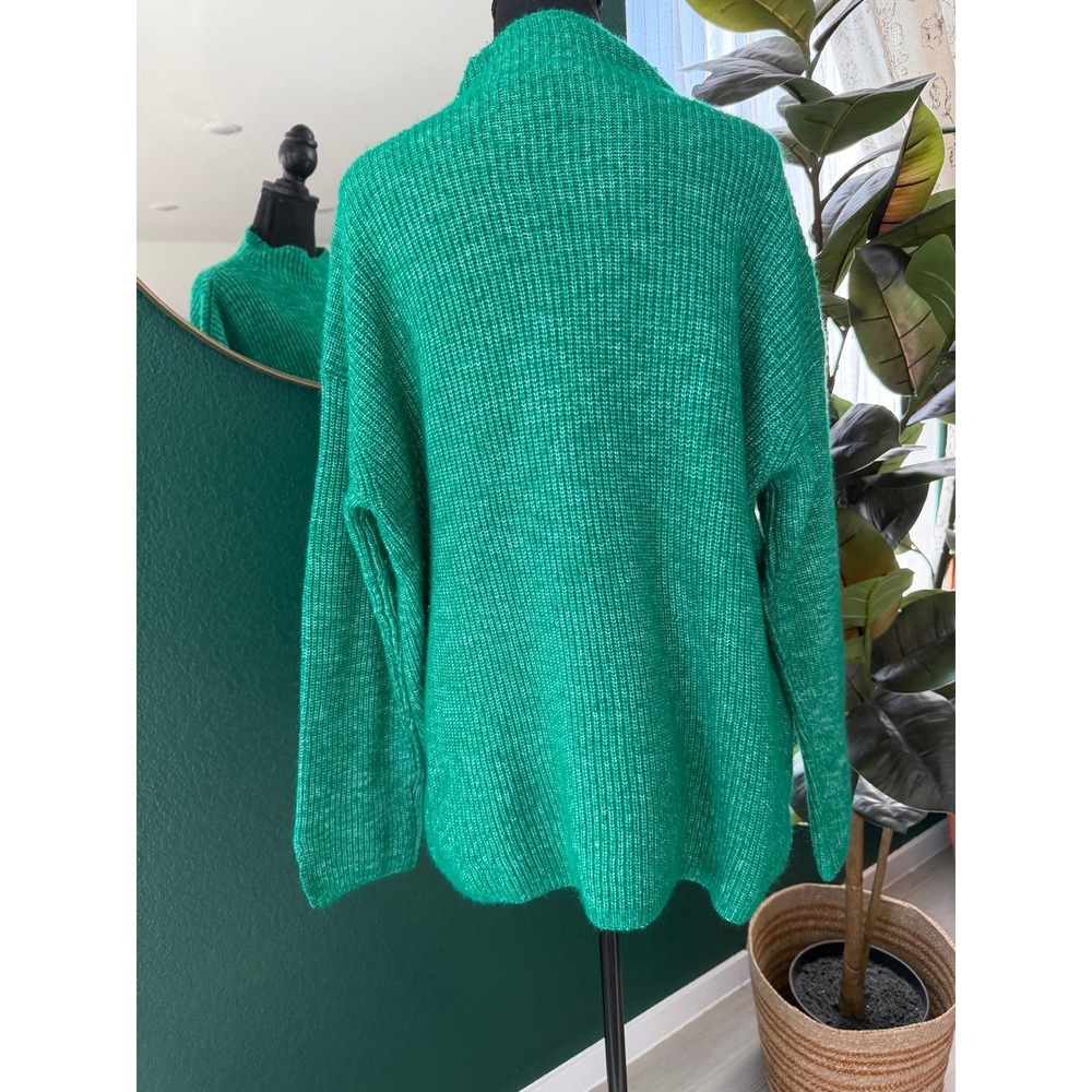 Loft Mock Neck Chunky Knit Sweater Womens XXL Green Marled Cozy Classic Capsule - Picture 4 of 9